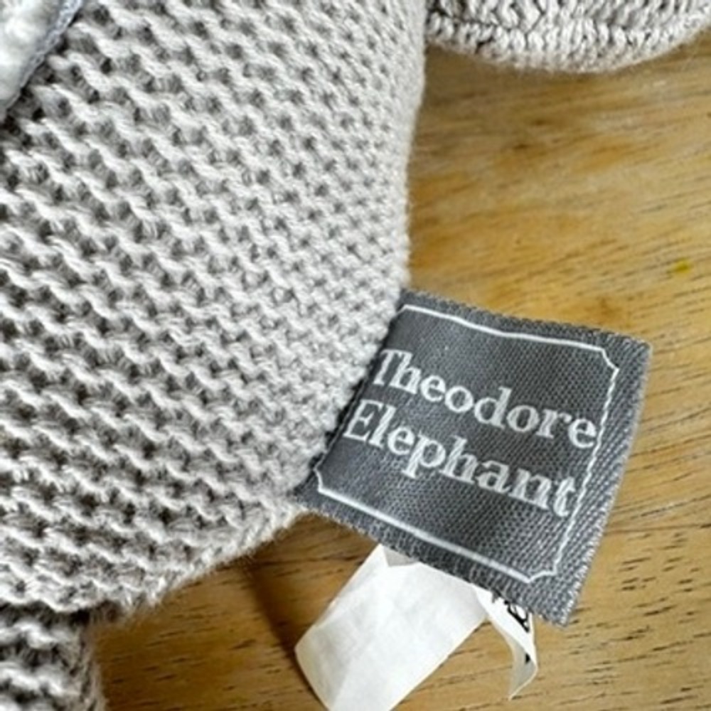 Living Textiles Theodore the Elephant Stuffed Rattle Lovey 100% Cotton Baby - Picture 5 of 8